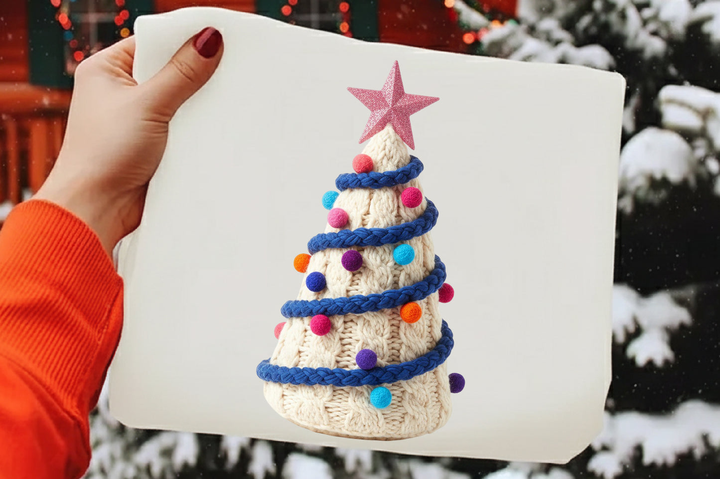 Crochet Faux Yarn Christmas Tree PNG