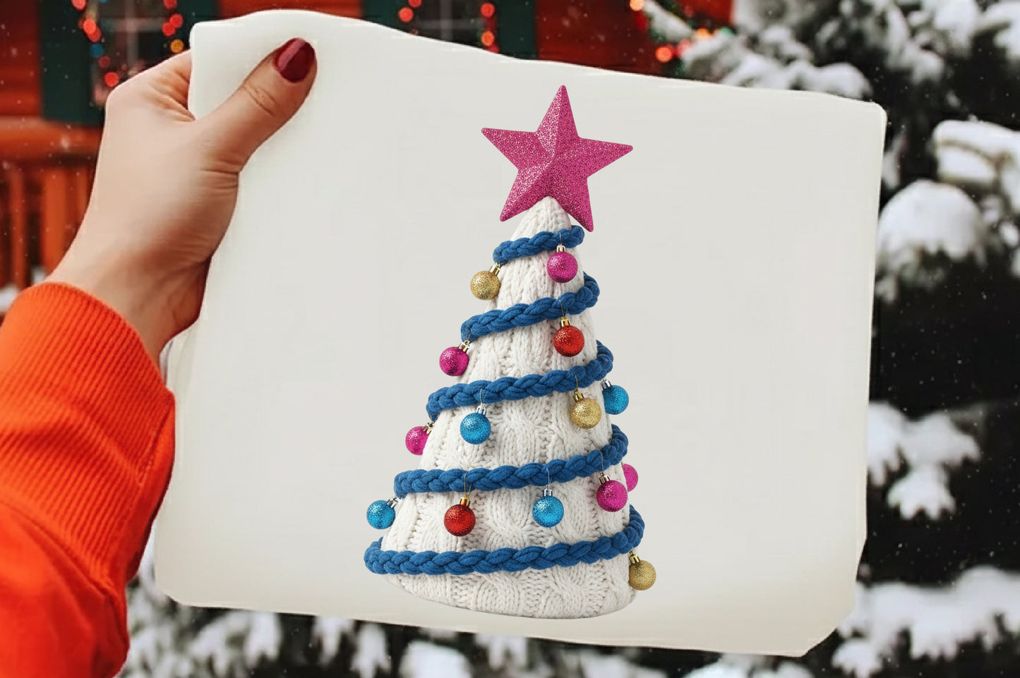 Crochet Faux Yarn Christmas Tree PNG