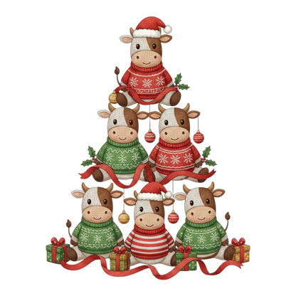 Crochet Highland Cow Christmas PNG