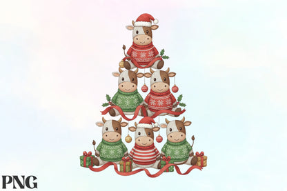 Crochet Highland Cow Christmas PNG