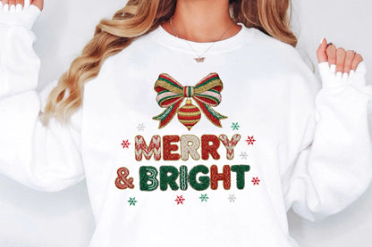 Crochet Yarn Merry & Bright Christmas PNG Sublimation