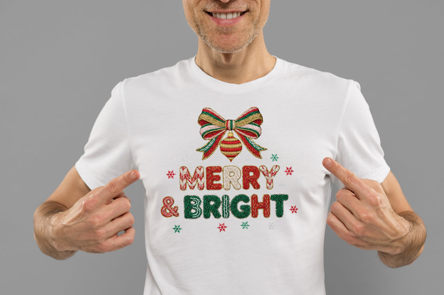 Crochet Yarn Merry & Bright Christmas PNG Sublimation
