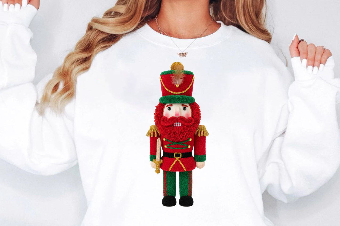 Crochet Faux Yarn Christmas Nutcracker PNG