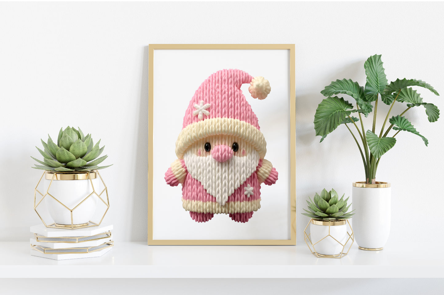 Crochet Yarn Christmas Santa Clipart PNG Bundle | Cozy Watercolor Knitting Santa Clipart