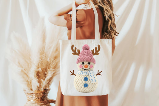 Crochet Faux Yarn Reindeer Snowman PNG