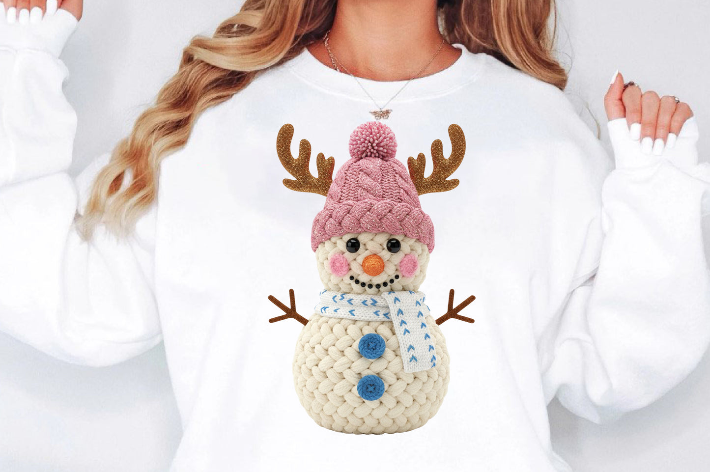 Crochet Faux Yarn Reindeer Snowman PNG