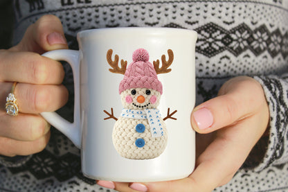 Crochet Faux Yarn Reindeer Snowman PNG