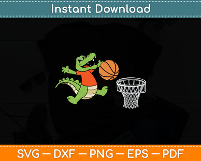 Crocodile Playing Basketball Alligator Basketball Player Svg Digital Cutting File