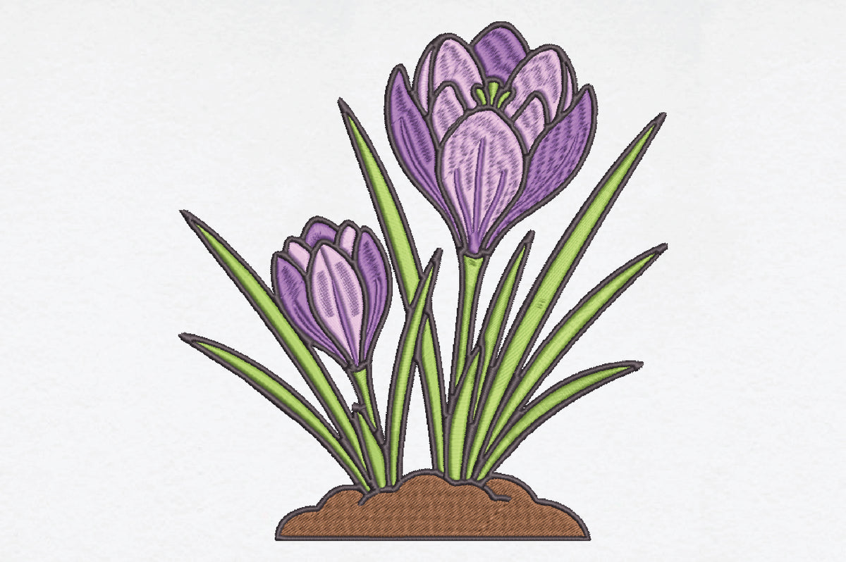 Purple Crocus Flower Embroidery Design