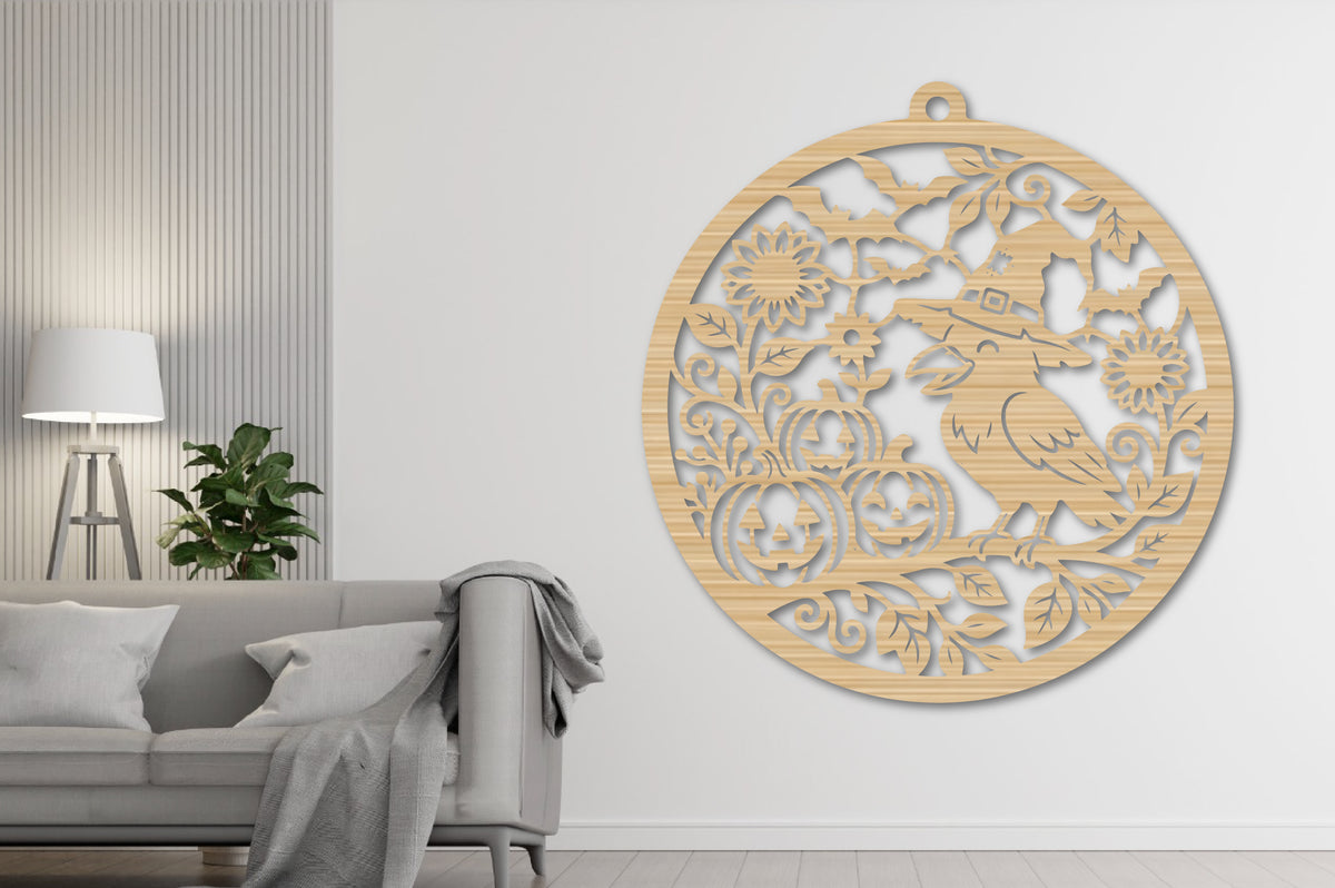 Crow Halloween Ornament Laser Cut SVG