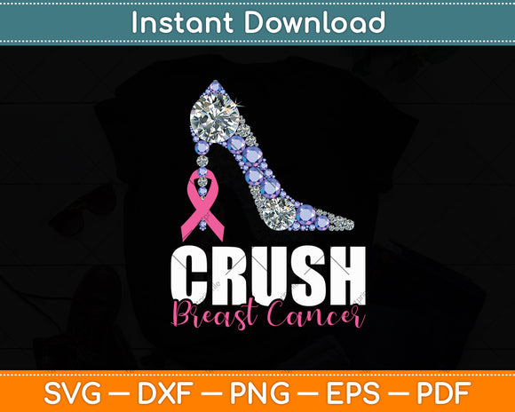 Crush Breast Cancer Awareness Bling Pink Ribbon Svg Digital Cutting File
