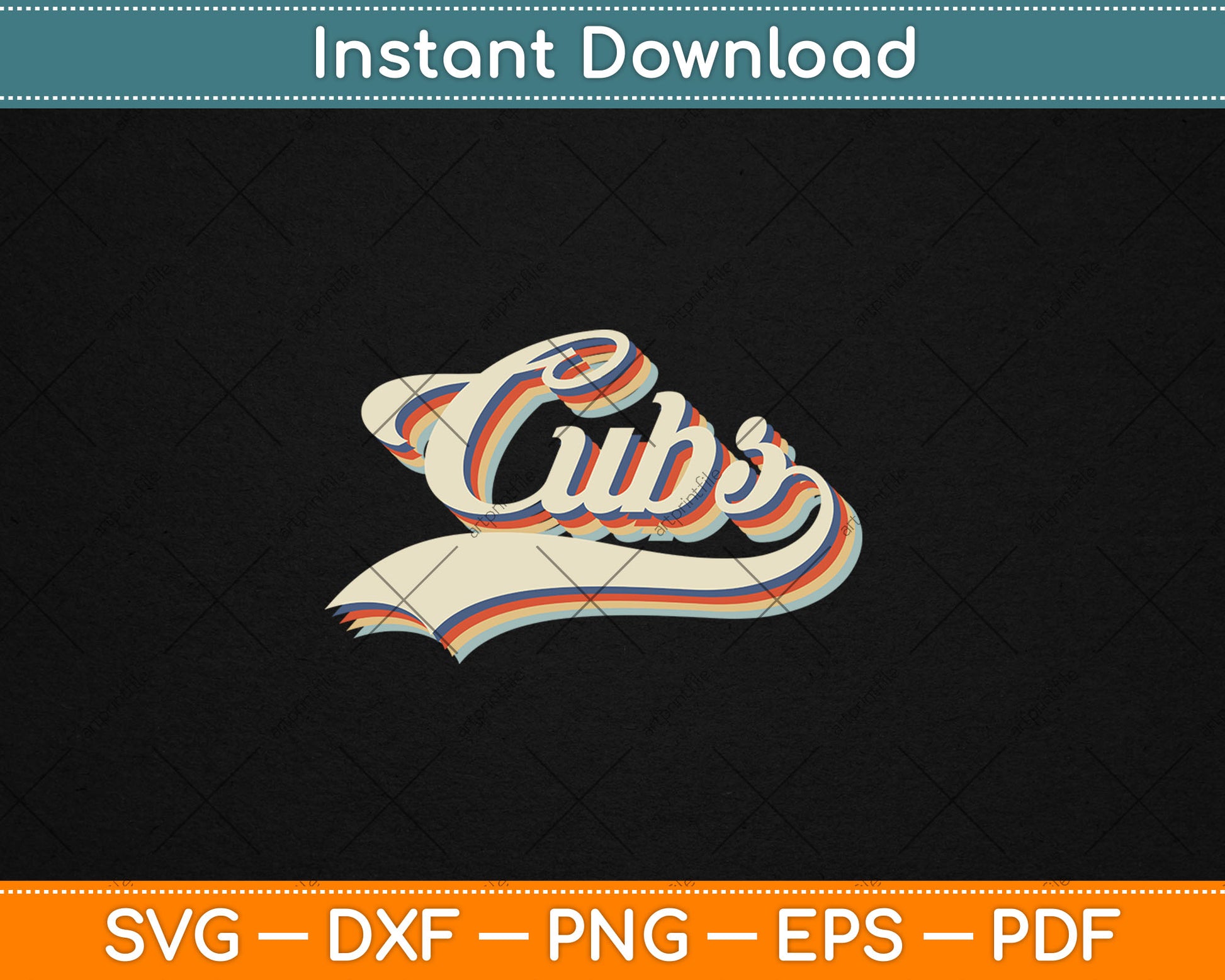 Cubs Sports Name Vintage Retro Svg Digital Cutting File