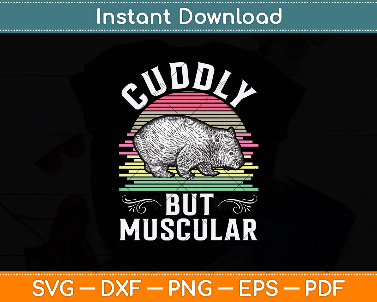 Cuddly But Muscular Wombat Svg Png Dxf Digital Cutting File