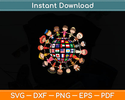 Cultural Diversity Kids Around The Globe Svg Digital Cutting File