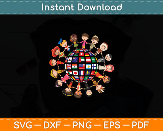 Cultural Diversity Kids Around The Globe Svg Digital Cutting File
