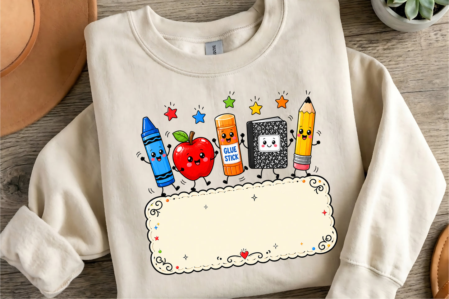 Cute Back to School Kids School Supplies PNG