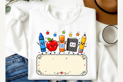 Cute Back to School Kids School Supplies PNG