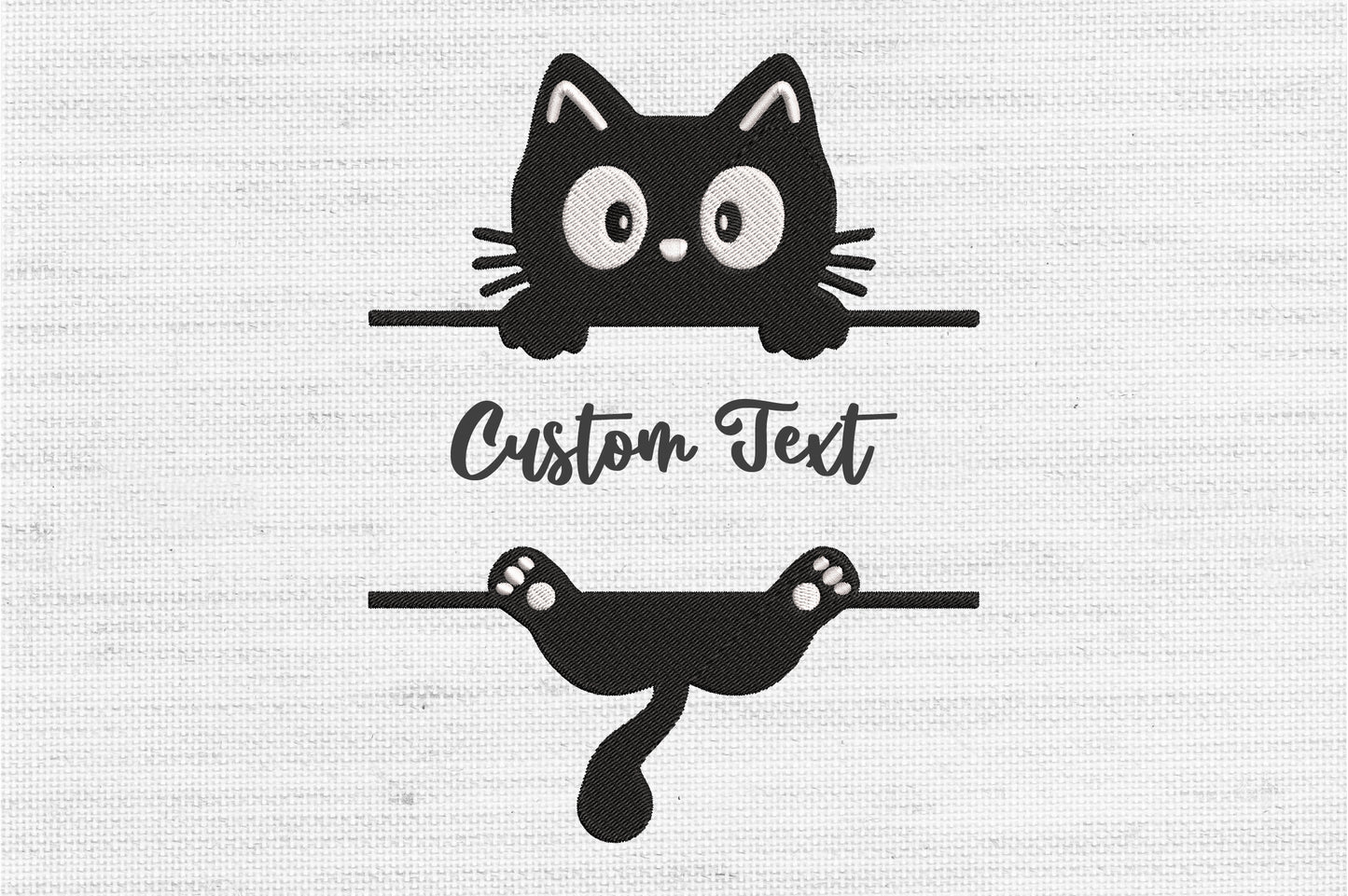 Custom Peeking Cat Embroidery Design – Cute Cat Machine Embroidery Pattern, Funny Peeking Kitty Embroidery Design