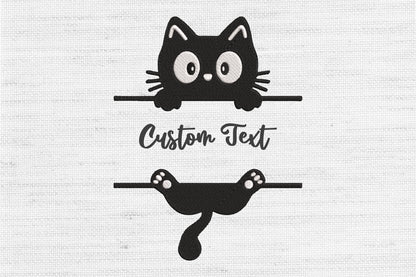 Custom Peeking Cat Embroidery Design – Cute Cat Machine Embroidery Pattern, Funny Peeking Kitty Embroidery Design