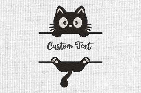 Custom Peeking Cat Embroidery Design – Cute Cat Machine Embroidery Pattern, Funny Peeking Kitty Embroidery Design