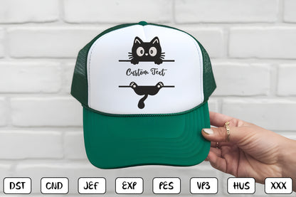 Custom Peeking Cat Embroidery Design – Cute Cat Machine Embroidery Pattern, Funny Peeking Kitty Embroidery Design