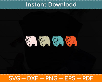 Cute Animal Aussie Retro Wombat Svg Png Dxf Digital Cutting File