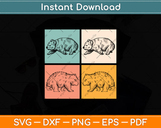 Cute Aussie Wombat Vintage Svg Png Dxf Digital Cutting File