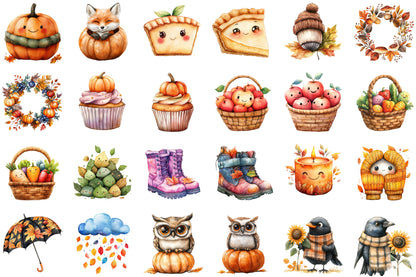 Cute Autumn PNG Bundle Cozy Fall Clipart Collection