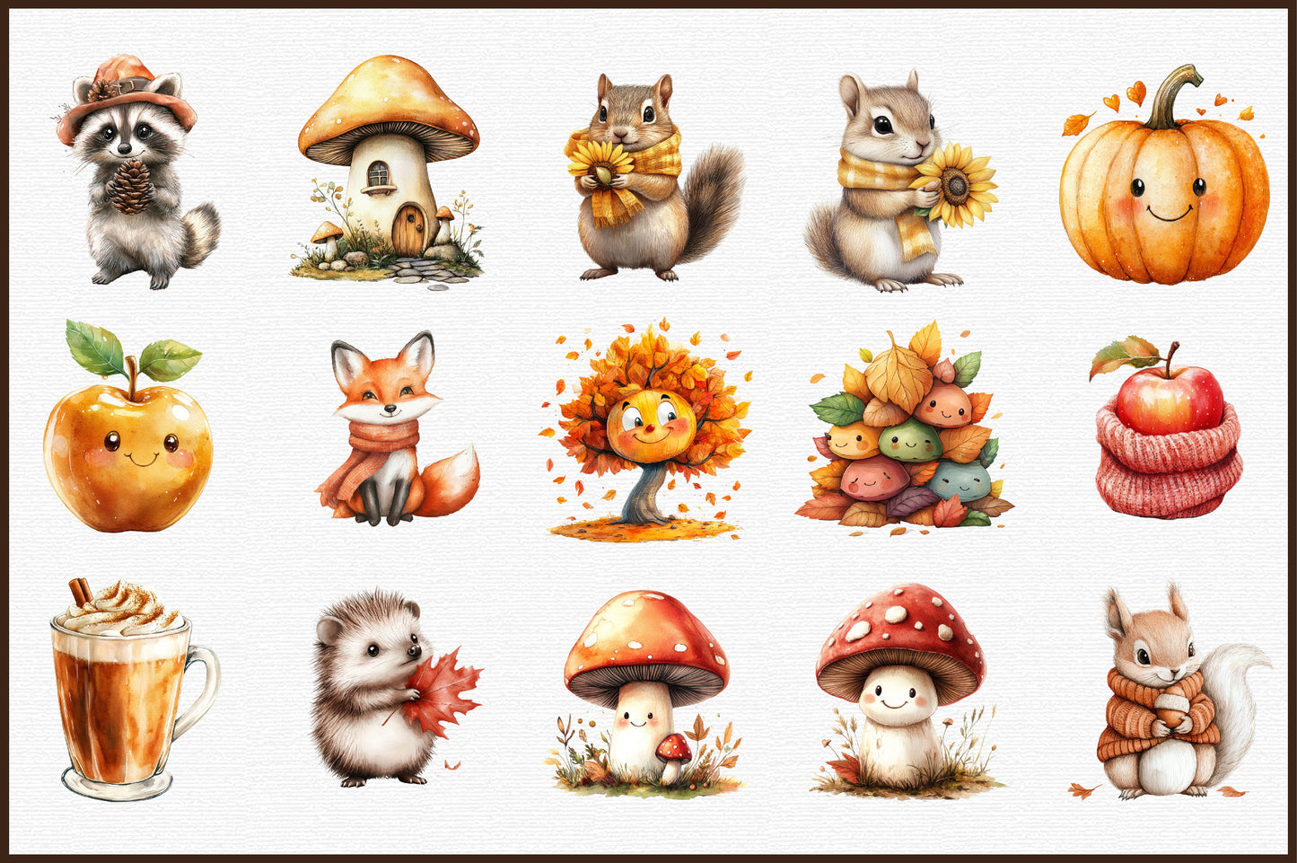 Cute Autumn PNG Bundle Cozy Fall Clipart Collection