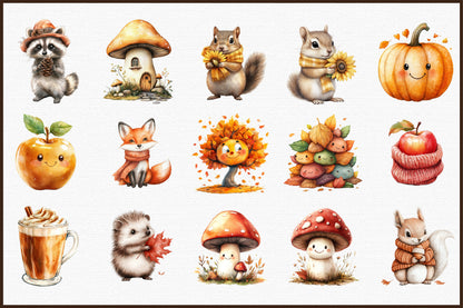 Cute Autumn PNG Bundle Cozy Fall Clipart Collection