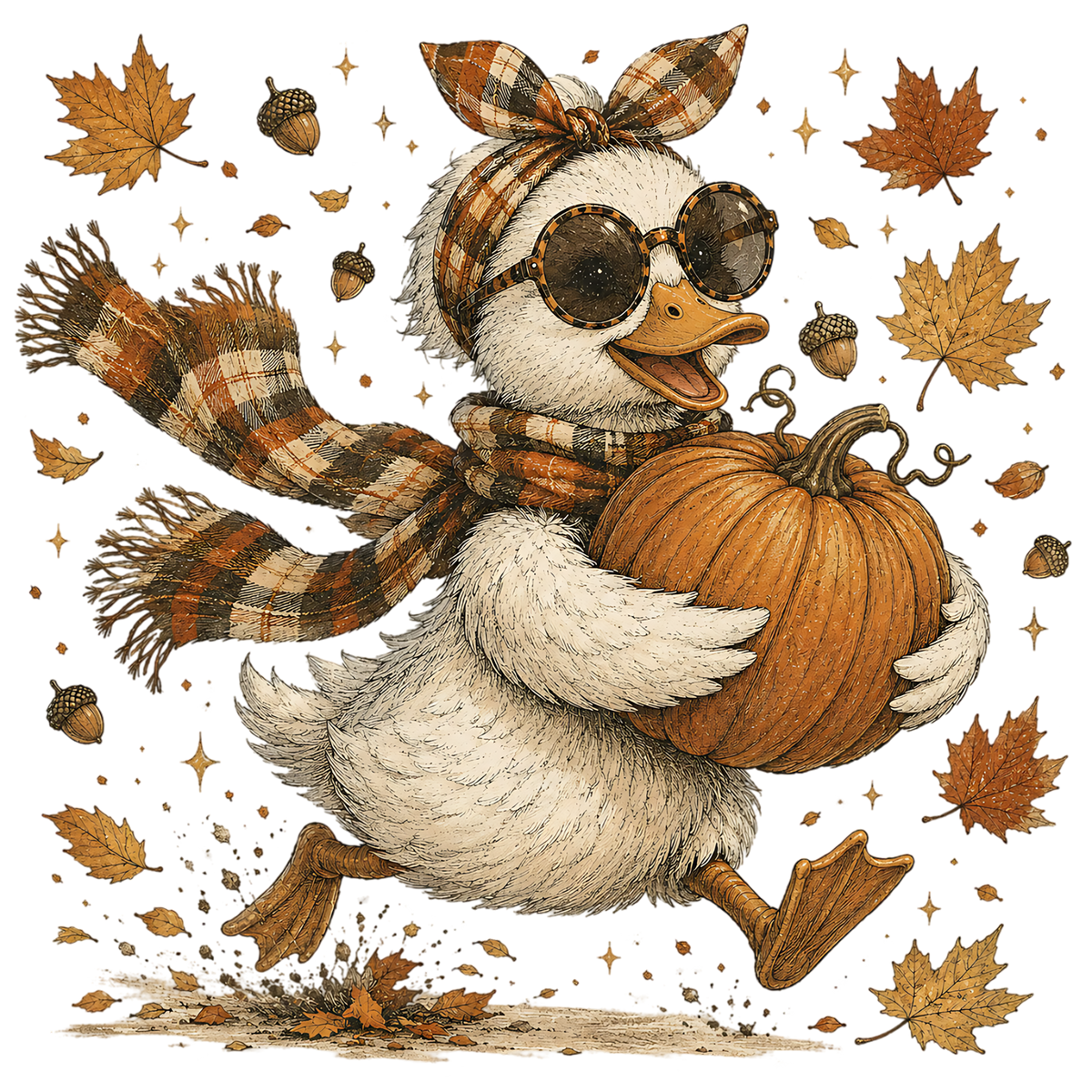 Cute Autumn Duck Pumpkin Fall PNG