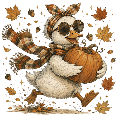Cute Autumn Duck Pumpkin Fall PNG