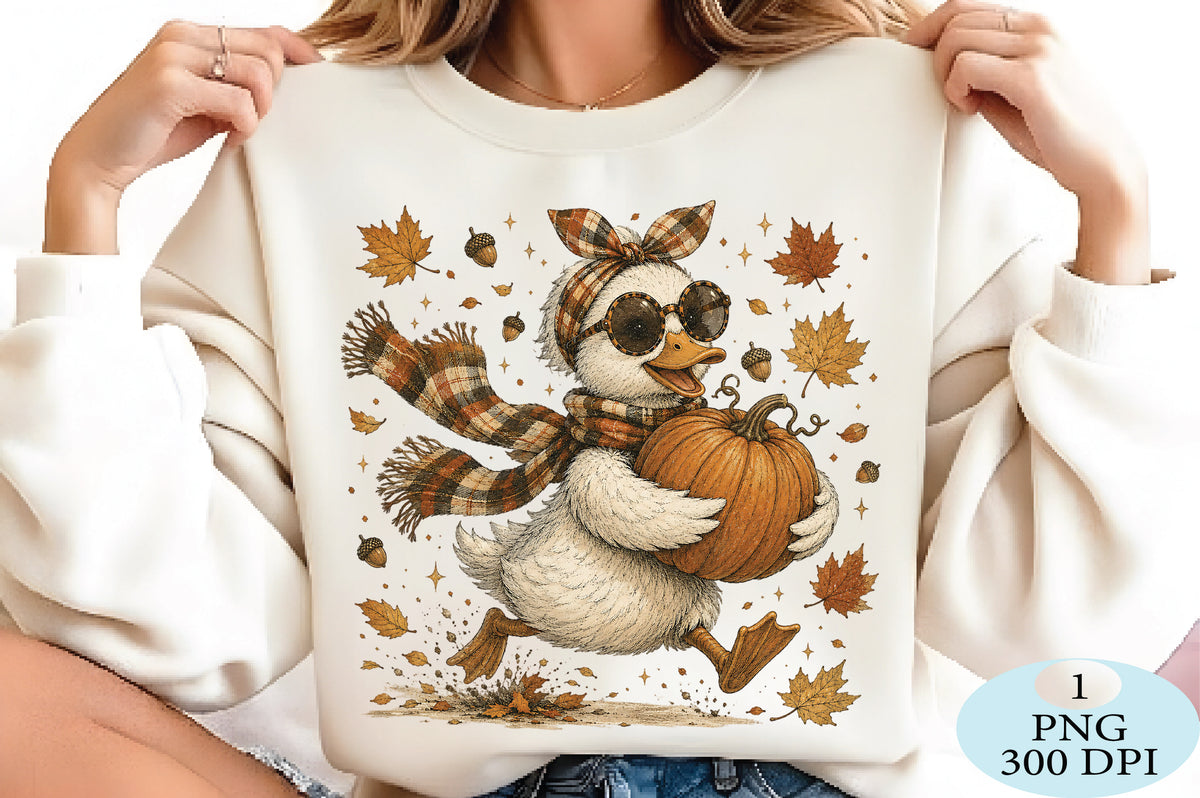 Cute Autumn Duck Pumpkin Fall PNG