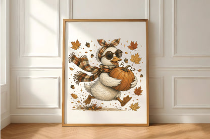 Cute Autumn Duck Pumpkin Fall PNG