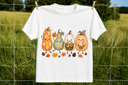 Cute Autumn Pumpkin Characters PNG Fall Pumpkin Sublimation Clipart