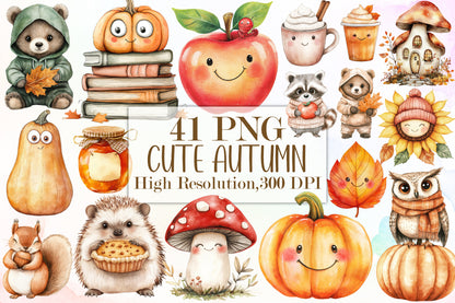 Cute Autumn PNG Bundle Cozy Fall Clipart Collection