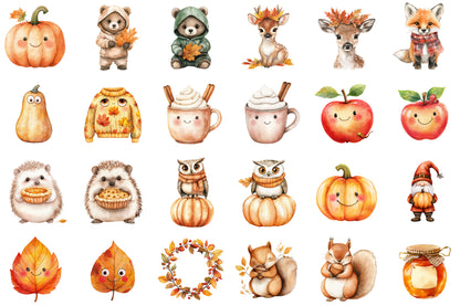Cute Autumn PNG Bundle Cozy Fall Clipart Collection