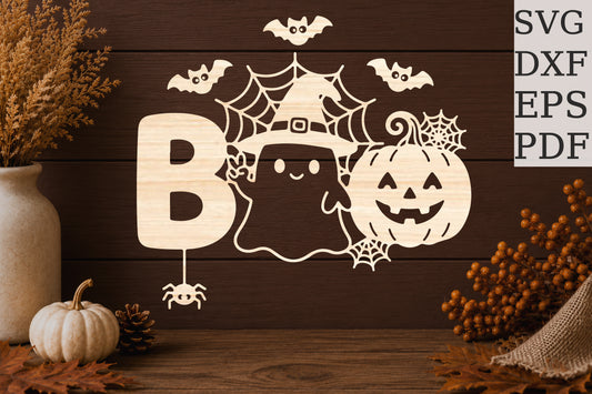 Cute BOO Halloween Laser Cut SVG