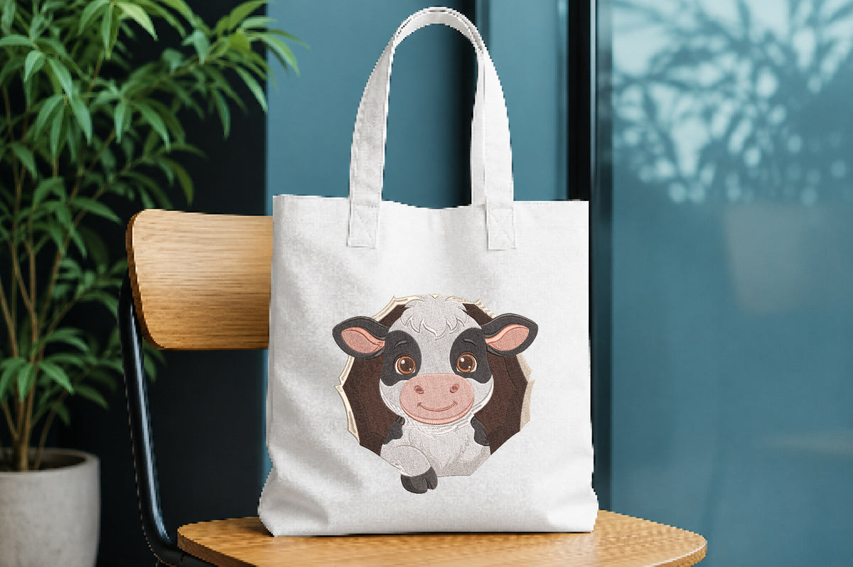 Cute Baby Cow Embroidery Design