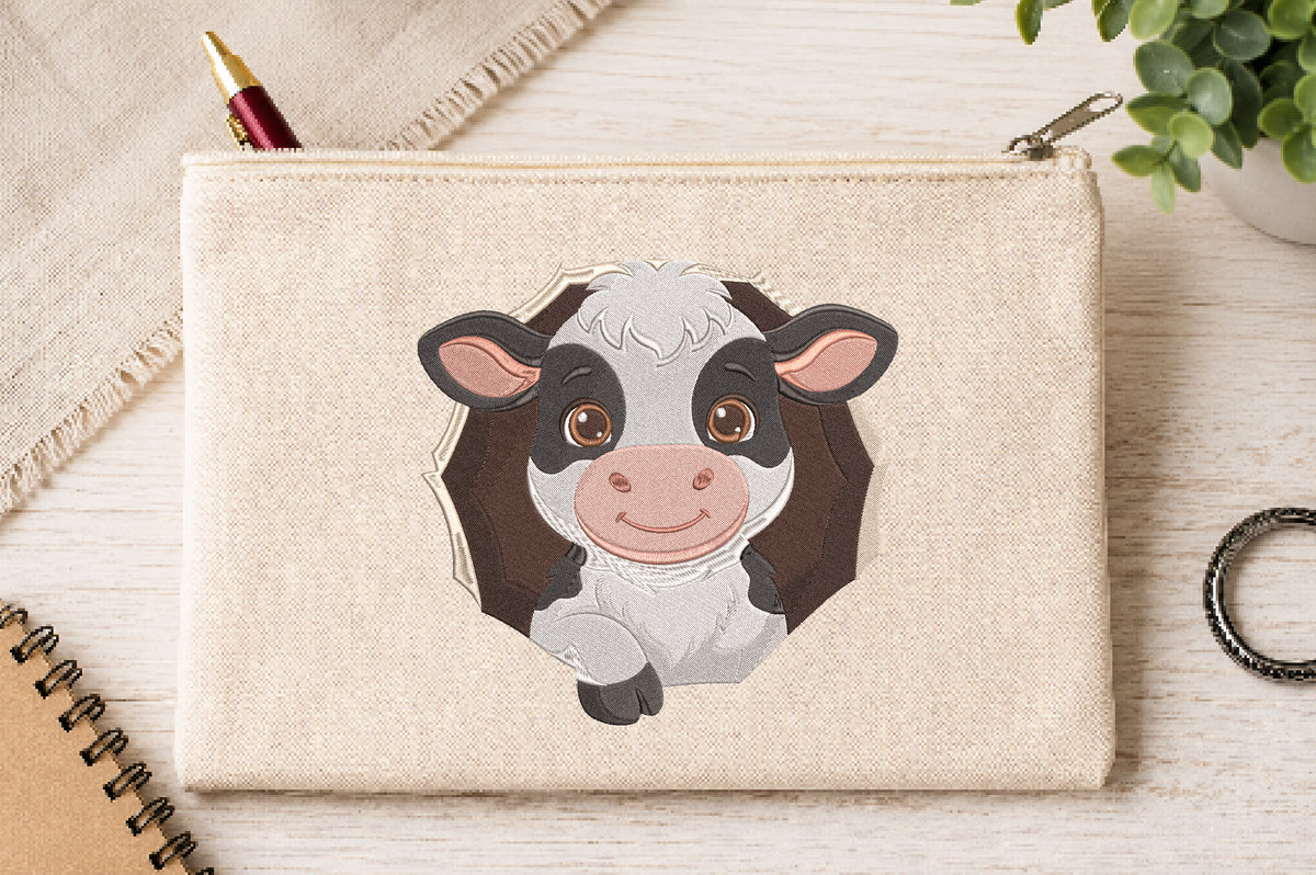 Cute Baby Cow Embroidery Design
