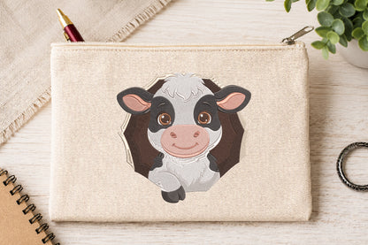 Cute Baby Cow Embroidery Design