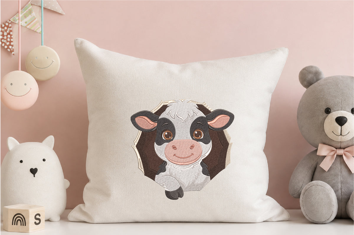 Cute Baby Cow Embroidery Design