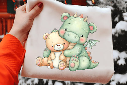 Cute Baby Dragons Clipart PNG Bundle | Adorable Watercolor Fantasy Dragon Clipart