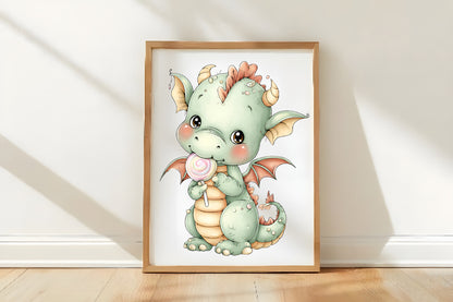 Cute Baby Dragons Clipart PNG Bundle | Adorable Watercolor Fantasy Dragon Clipart