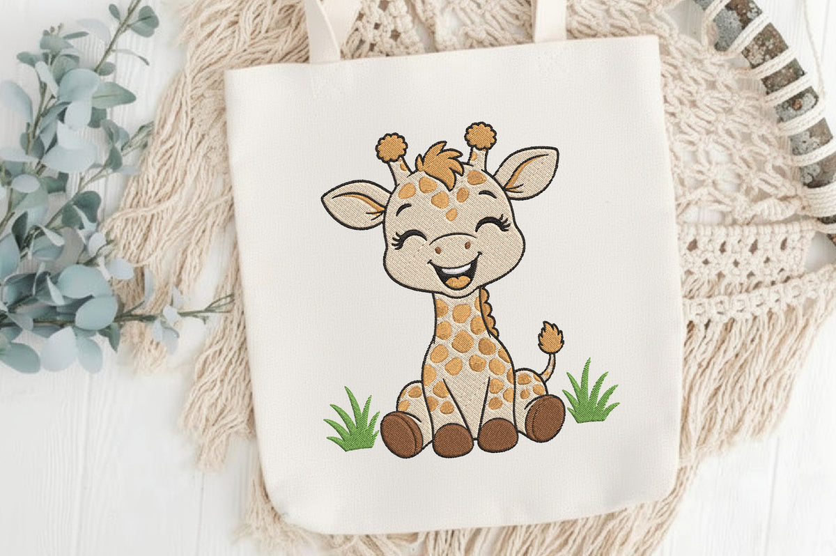 Cute Baby Giraffe Embroidery Design – Adorable Giraffe Machine Embroidery Pattern, Sweet Baby Animal Embroidery Design