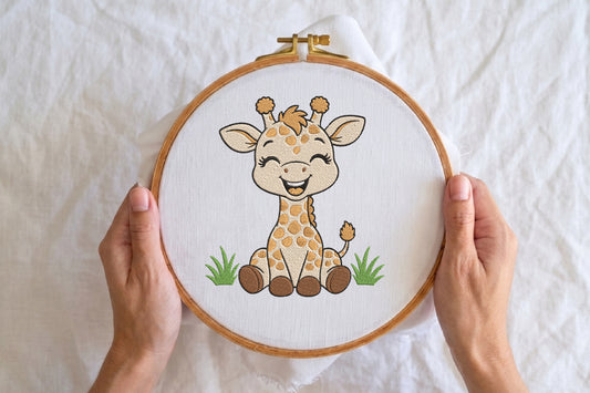 Cute Baby Giraffe Embroidery Design – Adorable Giraffe Machine Embroidery Pattern, Sweet Baby Animal Embroidery Design