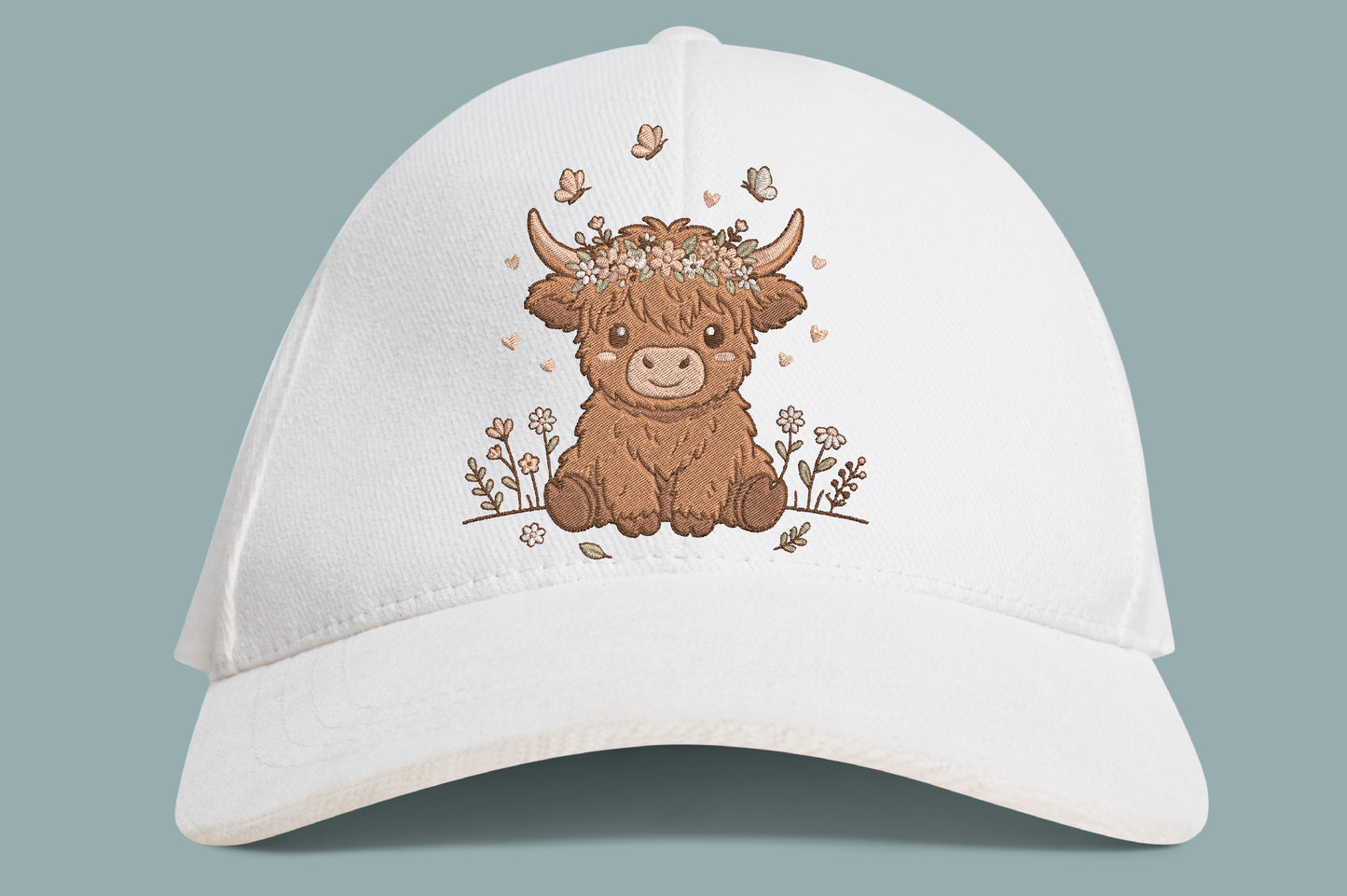 Cute Baby Highland Cow Embroidery Design – Adorable Highland Cow Machine Embroidery Pattern, Farm Animal Embroidery Design