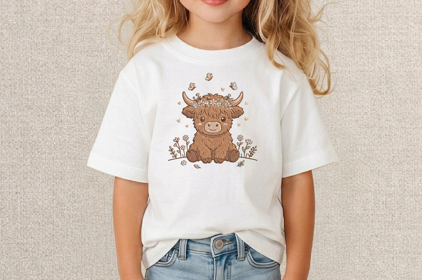 Cute Baby Highland Cow Embroidery Design – Adorable Highland Cow Machine Embroidery Pattern, Farm Animal Embroidery Design