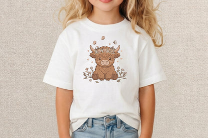 Cute Baby Highland Cow Embroidery Design – Adorable Highland Cow Machine Embroidery Pattern, Farm Animal Embroidery Design