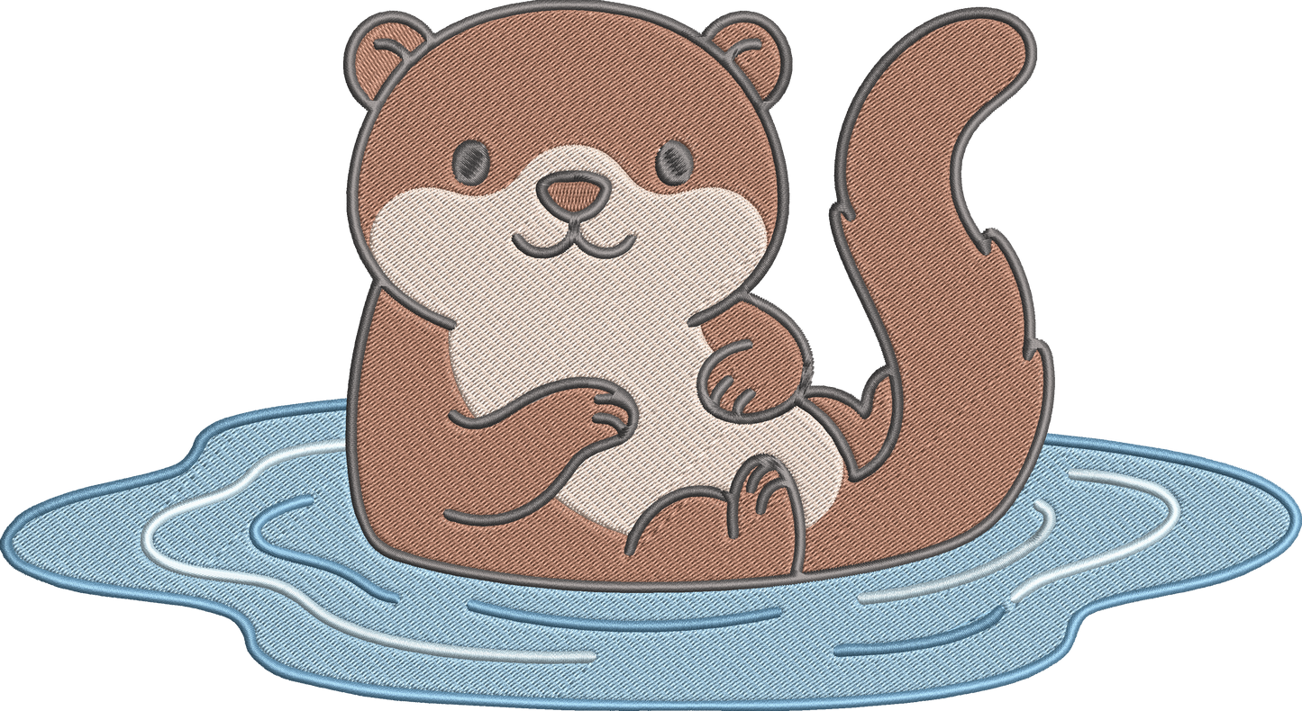 Cute Baby Otter Embroidery Design, Adorable Otter Machine Embroidery Pattern, Cute Animal Embroidery Design